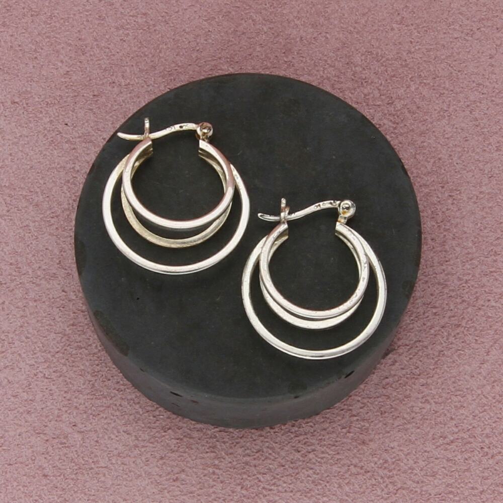 sterling silver vintage double layer hoop earrings